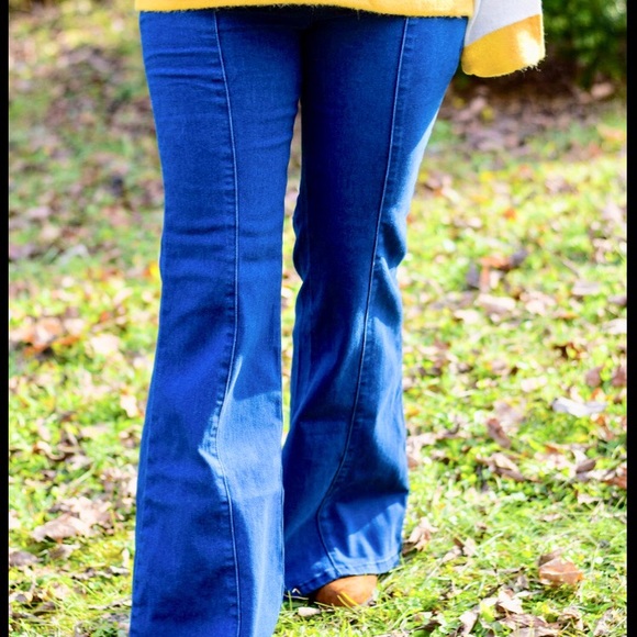 High Waist Bell Bottoms with Sailor Button Detail - Picture 3 of 4